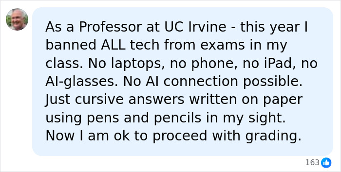 UC Irvine professor comment about banning tech during exams related to UC Berkeley professor homework grading