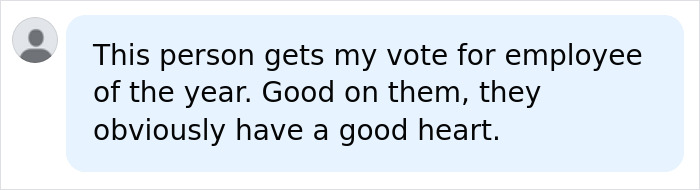 User comment praising the vet employee who secretly took the dog home for having a good heart. User comment praising the vet employee who secretly took the dog home for having a good heart.