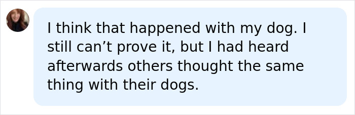 A social media comment discussing a pet owner suspecting a vet employee took their dog home instead of euthanasia. A social media comment discussing a pet owner suspecting a vet employee took their dog home instead of euthanasia.