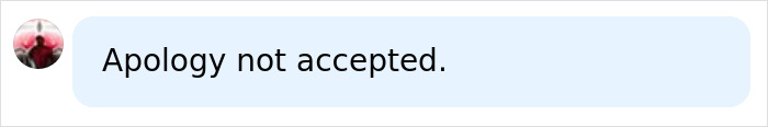 Social media comment stating apology not accepted on a post about a fitness influencer cheating in a marathon Social media comment stating apology not accepted on a post about a fitness influencer cheating in a marathon