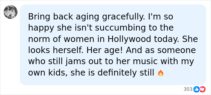 A fan comment praising Pink for aging gracefully after her viral makeup-free photo invited social media reactions.