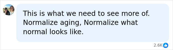 Online comment advocating to normalize aging following Pink makeup-free photo reactions.