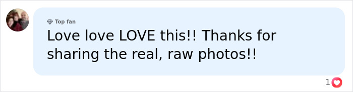 Comment thanking for sharing real raw photos Comment thanking for sharing real raw photos