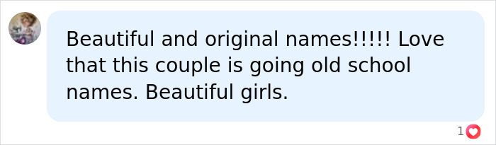 Comment praising original and old school baby names Comment praising original and old school baby names