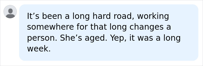 Text comment about former White House Press Secretary Katie Zacharia reflecting on her long, hard final week. Text comment about former White House Press Secretary Katie Zacharia reflecting on her long, hard final week.
