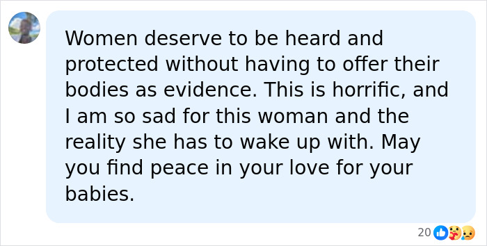 Online comment supporting women and children after a mom picking up her 2 children faces a horrific discovery.