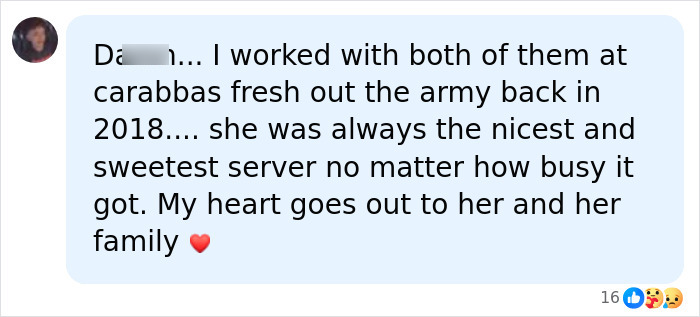 A social media comment offering sympathy regarding the mom picking up her 2 children story