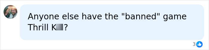 A social media comment asking if anyone else owns a copy of a banned video game related to a controversial PS2 game. A social media comment asking if anyone else owns a copy of a banned video game related to a controversial PS2 game.