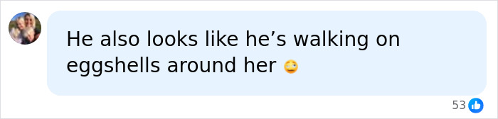 Social media comment on couple's interaction mentioning eggshells Social media comment on couple's interaction mentioning eggshells