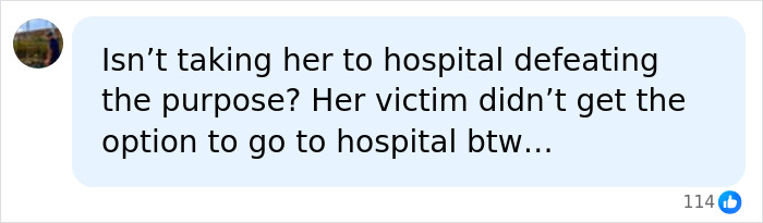 A social media comment discussing hospital options and Christa Pike
