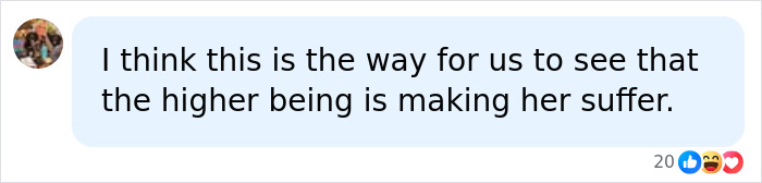 Online comment suggesting Christa Pike is suffering by a higher being.