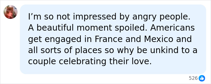 A Facebook comment supporting the couple whose Laguna Beach proposal was ruined by a Karen