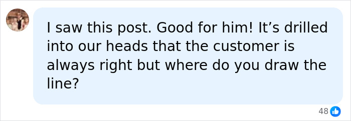 Facebook comment questioning customer behavior in defense of a teen employee at an ice cream shop. Facebook comment questioning customer behavior in defense of a teen employee at an ice cream shop.