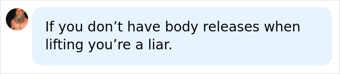 An online user comment defending the professional weightlifter regarding physical strain during heavy lifts. An online user comment defending the professional weightlifter regarding physical strain during heavy lifts.
