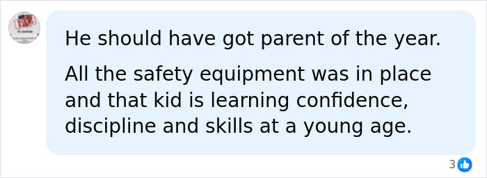 A comment praising the dad as parent of the year after climbing Yosemite El Capitan with his young son
