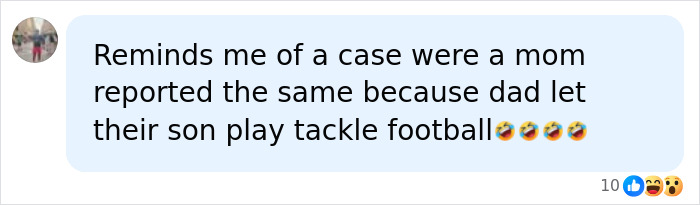 A comment comparing calling Child Protective Services for climbing Yosemite El Capitan to reporting tackle football