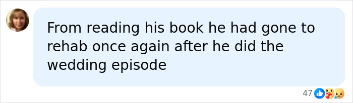 Online user comment referencing Matthew Perry book and the Friends wedding episode