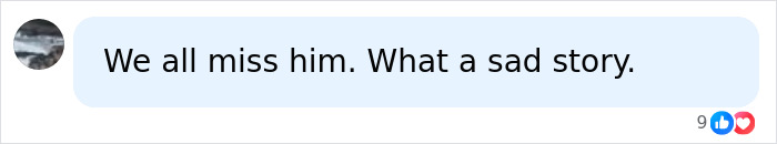 A user comment saying we all miss Matthew Perry and calling it a sad story.