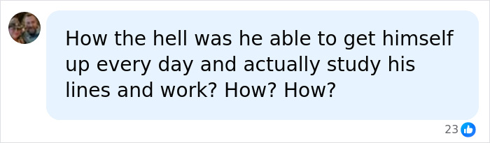A user comment asking how Matthew Perry was able to study lines and work during Friends.