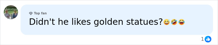 Facebook comment asking if Donald Trump likes his satirical golden statue Facebook comment asking if Donald Trump likes his satirical golden statue