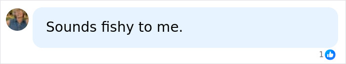 Social media user comment stating Sounds fishy to me. Social media user comment stating Sounds fishy to me.