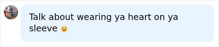 A social media comment reading Talk about wearing ya heart on ya sleeve, linked to Kelly Osbourne news.