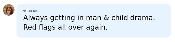 User comment on social media discussing drama and red flags. User comment on social media discussing drama and red flags.