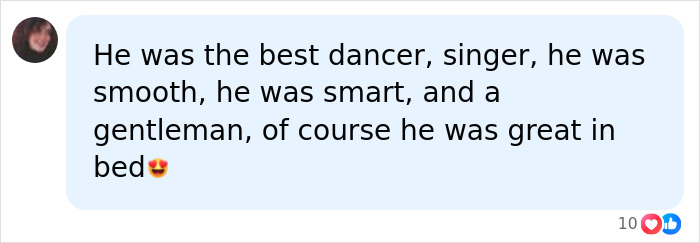 User comment praising Michael Jackson, referencing Michael Jackson and Lisa Marie Presley's marriage.