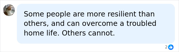 Comment discussing resilience and family history regarding the Oregon elementary school tragedy.
