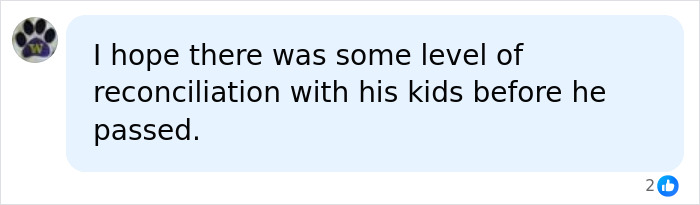 A comment hoping for reconciliation between Patrick Stewart and his kids after his passing.