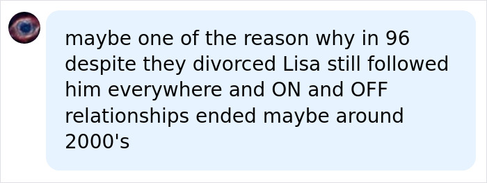 A comment about their post-divorce relationship regarding Michael Jackson and Lisa Marie Presley's marriage.