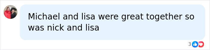 A fan comment comparing relationships in a discussion about Michael Jackson and Lisa Marie Presley's marriage.