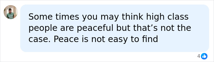 Comment about high class people and peace related to royal mother case