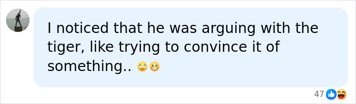 Comment discussing argument with tiger in tiger attack case Comment discussing argument with tiger in tiger attack case