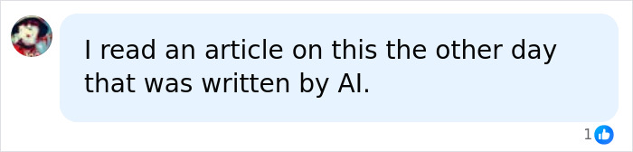 A user comment mentioning an article about AI-generated people written by AI A user comment mentioning an article about AI-generated people written by AI