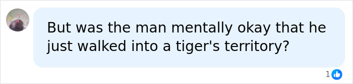Comment questioning mental state of man entering tiger territory