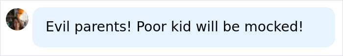 Comment criticizing the parents for naming their baby Lucifer, calling them evil parents.