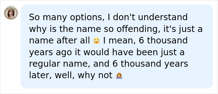 A post questioning why people are offended by parents naming their baby Lucifer.