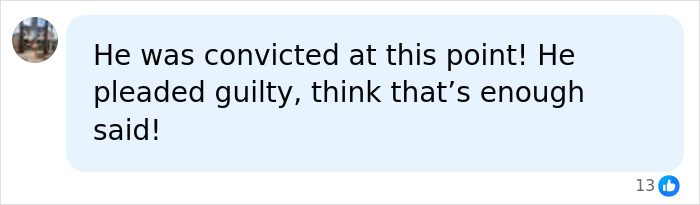 A online comment discussing Bryan Kohberger being convicted and pleading guilty.