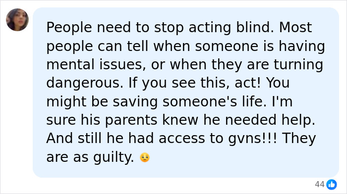 Social media comment urging action on mental issues in Oregon tragedy teen