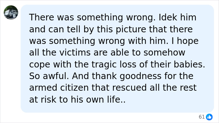Social media comment about Oregon elementary school tragedy
