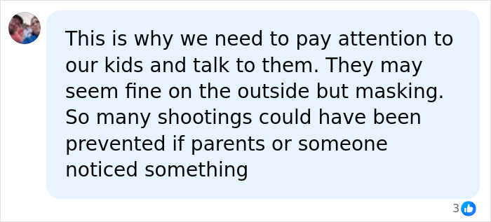 Social media comment stressing attention to kids after Oregon elementary school tragedy