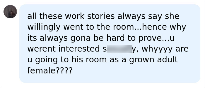 A social media post questioning victim actions regarding an Amazon exec allegation.