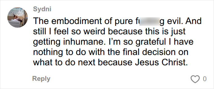 An online reaction about Christa Pike describing her actions as pure evil
