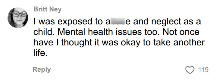 Comment on social media comparing personal experiences to Christa Pike's history of neglect.