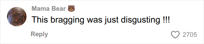 Disgusted social media user commenting on the bragging of Christa Pike in relation to her horrific history.