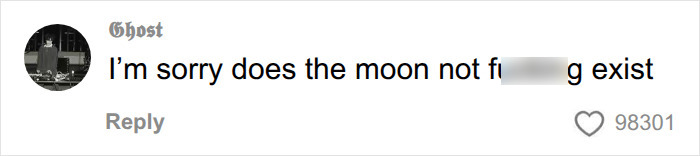 Social media comment about the moon on a post showing a pilot's cockpit video during nighttime flying. Social media comment about the moon on a post showing a pilot's cockpit video during nighttime flying.