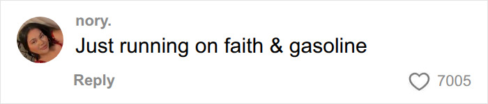 Social media comment on pilot's cockpit video saying just running on faith and gasoline Social media comment on pilot's cockpit video saying just running on faith and gasoline