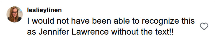 A comment questioning Jennifer Lawrence appearance regarding potential plastic surgery
