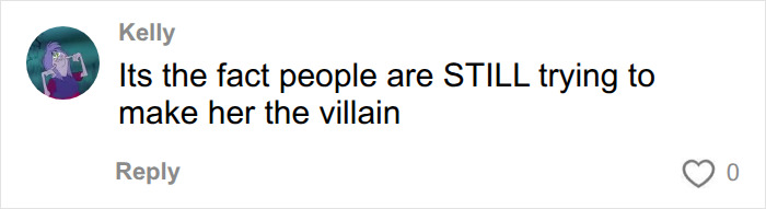 A user comment defending Meghan Markle, stating people are still trying to make her the villain. A user comment defending Meghan Markle, stating people are still trying to make her the villain.